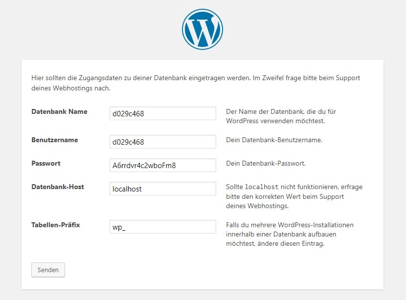 Wordpress mit der Datenbank verbinden