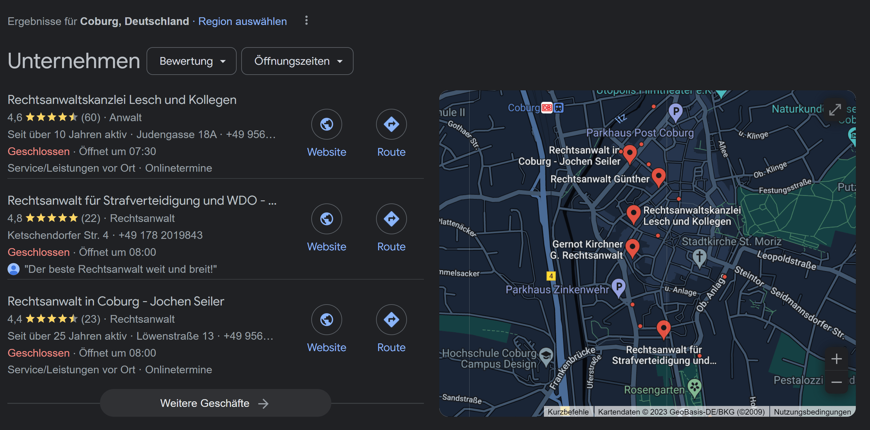 Rechtsanwalt Coburg Google-Suchergebnisse